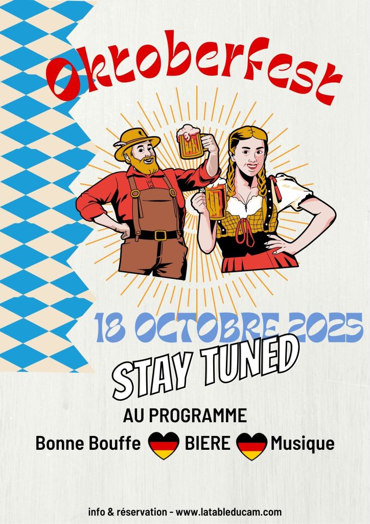 Préparez vos Lederhosen et vos Dirndl, l’ambiance bavaroise débarque chez nous !
Rejoignez-nous pour une soirée festive où bière coulera à flot, la musique.
